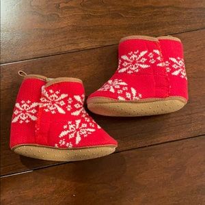 Old Navy Red Christmas Snowflake Booties